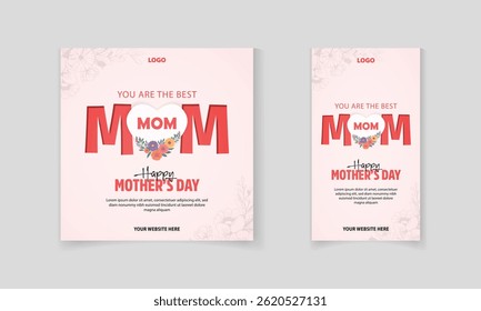 Happy Mother's Day social media post and story template design for online promotion and marketing