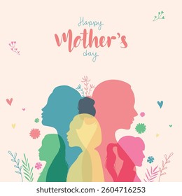 happy mother's day square banner design with modern color and minimalist style background