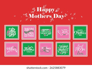 Happy Mothers day stamp Art Illustration