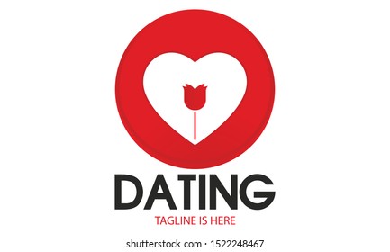 Happy Mother's Day Symbol, Women's Day Icon, Heart and Rose Logo Design, red Color Dating or Marriage Icon