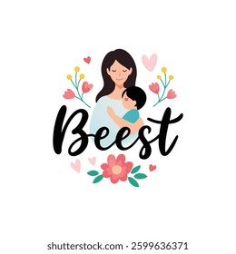 Happy Mothers Day t shirt Calligraphy, lettering card with hand drawn heart. Vector flowers with lettering "happy mother's day" for print design of flyers, banners, cover, postcard