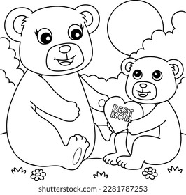 Happy Mothers Day Teddy Bear Coloring Page 