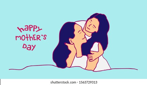 happy mother's day template background with mother's and child, vector illustration 
