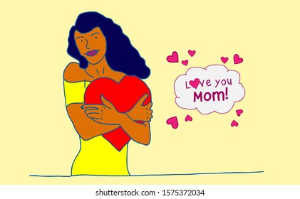 happy mother's day template background with mother's and child, vector illustration 