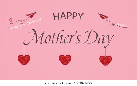 Happy Mothers Day template greeting card. You are the Best Mom ever. I Love you. Mothers Day Banner, flyer, invitation, congratulation or poster design. Mother's Day concept. Vector illustration.