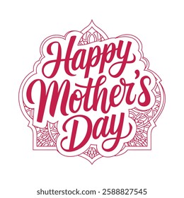 Happy Mother's Day text banner. Handwriting inscription Happy Mother's Day black color. Hand drawn vector art.