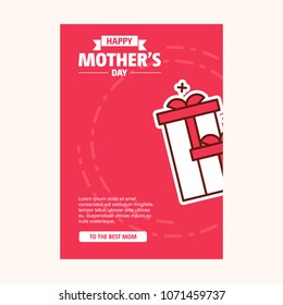 Happy Mother's Day text as celebration badge, tag, icon. Text card invitation, template. Festivity background. Lettering typography poster. Vector illustration EPS 10. Banner on textured background.