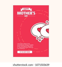 Happy Mother's Day text as celebration badge, tag, icon. Text card invitation, template. Festivity background. Lettering typography poster. Vector illustration EPS 10. Banner on textured background.