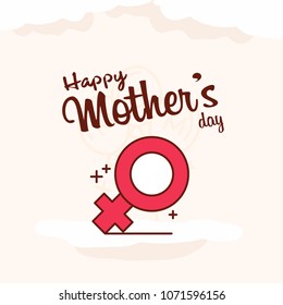 Happy Mother's Day text as celebration badge, tag, icon. Text card invitation, template. Festivity background. Lettering typography poster. Vector illustration EPS 10. Banner on textured background.