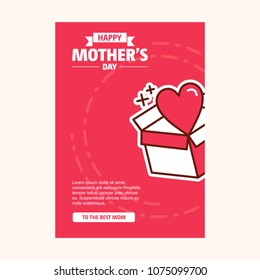 Happy Mother's Day text as celebration badge, tag, icon. Text card invitation, template. Festivity background. Lettering typography poster. Vector illustration EPS 10. Banner on textured background.