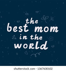 Happy Mother's Day text as celebration badge, tag, icon. Doodle text card invitation, template. Festivity background. Lettering typography poster. Vector illustration. Banner on textured background.