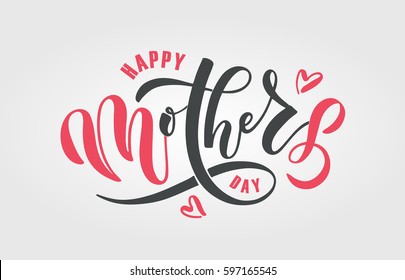 Happy Mother's Day Text As Celebration Badge, Tag, Icon. Text Card Invitation, Template. Festivity Background. Lettering Typography Poster. Vector Illustration EPS 10. Banner On Textured Background.