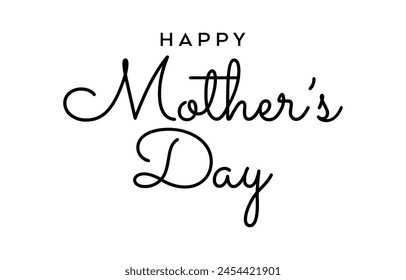 Happy Mother's day text design vector. Mother's day greeting card. Symbols of love on white background