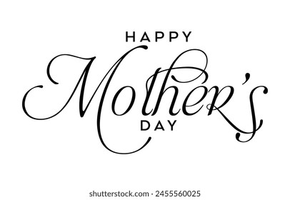 Happy Mother's day text design vector. Mother's day greeting card. Symbols of love on white background