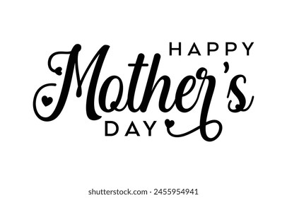 Happy Mother's day text design vector. Mother's day greeting card. Symbols of love on white background