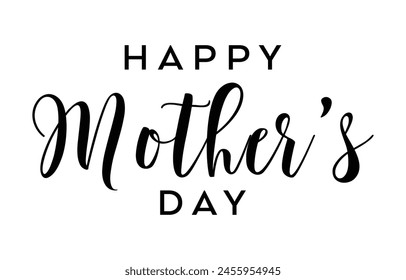 Happy Mother's day text design vector. Mother's day greeting card. Symbols of love on white background