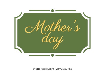 Happy Mothers Day text frame. Decorative sticker with geometric frame and beautiful lettering. Greeting card for Mom. Design element for print. Flat vector illustration isolated on background