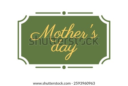Happy Mothers Day text frame. Decorative sticker with geometric frame and beautiful lettering. Greeting card for Mom. Design element for print. Flat vector illustration isolated on background