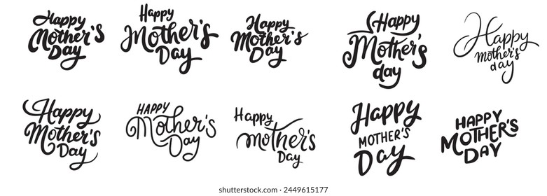 Happy Mother's Day text. Hand drawn vector art.