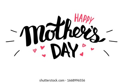 Happy Mother's day text for lettering card vector illustration isolated on white background