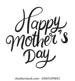 Happy Mother's Day text lettering. Hand drawn vector art.
