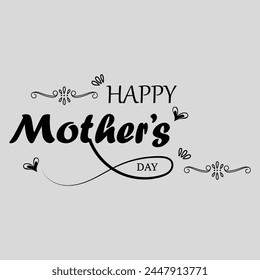 Happy Mothers Day text with love heart infinity divider. Concept for Mother's Day with lettering and black love infinity shape. Vector illustration. Eps file 159.