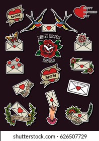 Happy Mother's Day Traditional Tattoo Flash Set