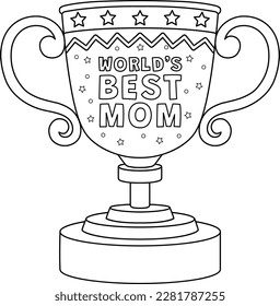 Happy Mothers Day Trophy Isolated Coloring Page