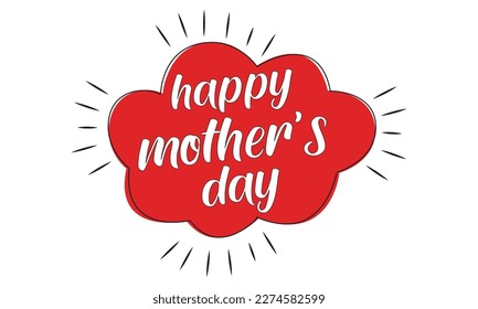 Happy Mother's day T-shirt Design   with lettering and Red heart background. Hand drawn typography design. Spring Mother's day holiday vector illustration for label, print, poster or invitation