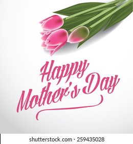 Happy Mother's Day tulips design EPS 10 vector royalty free stock illustration for greeting card, ad, promotion, poster, flier, blog, article, ad, marketing, florist, retail shop, brochure