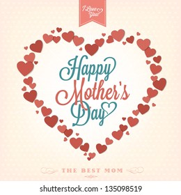 Happy Mother's Day Typographical Background With Hearts