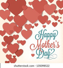 Happy Mother's Day Typographical Background With Hearts