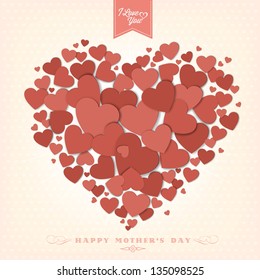 Happy Mother's Day Typographical Background With Hearts