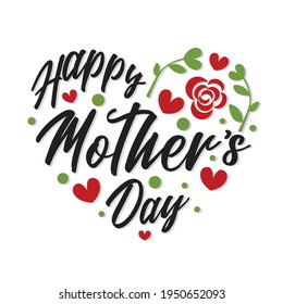 Happy mothers day, Mother's Day Typographical Vintage, posters with ink hand drawn stains, hearts. Vector background with hand lettering.