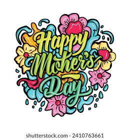 Happy mothers Day typography art illustration