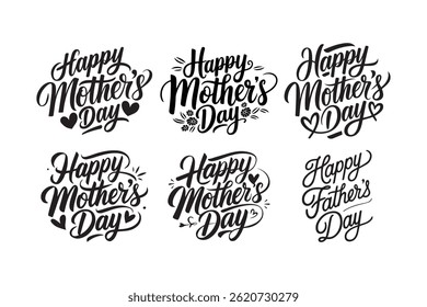 Happy Mother's Day typography bundle design vector illustration
