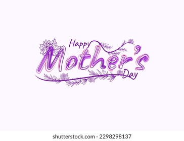 Happy Mother's Day typography, Calligraphy text vector design, with flower, love, greeting card, for mommy celebration card. Vector Illustration. 
