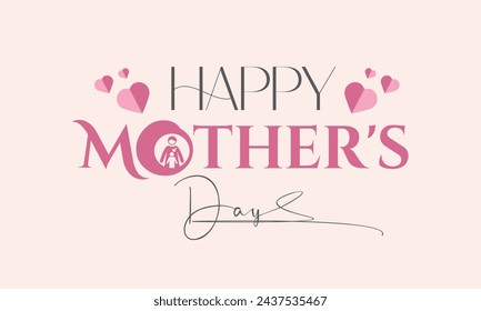 Happy Mother's Day typography design, hand drawn lettering. Holiday lettering isolated on white backgrounds. Calligraphy vector illustration.