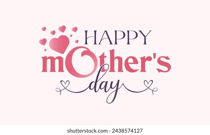 Happy Mother's Day typography design, hand drawn lettering. Holiday lettering isolated on white backgrounds. Calligraphy vector illustration.