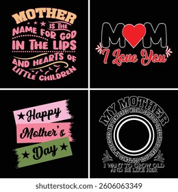 Happy Mother's Day Typography Design Set for T-Shirts and Gifts