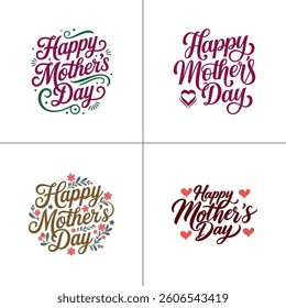Happy Mother's Day Typography Designs - Vector Graphics Set