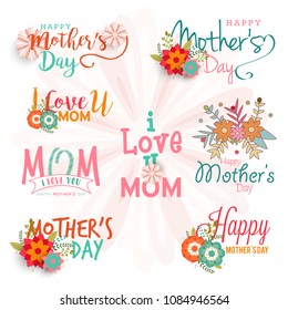 
Happy Mothers Day Typography Sets Background.