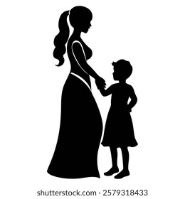 Happy Mother's day typography silhouette illustration on white background