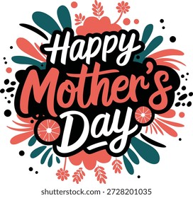 Feliz Dia das Mães Tipografia Ilustração vetorial com decoração floral
