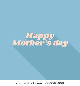 Happy mothers day. Unbleached silk Icon with very long shadow at dark sky blue background. Illustration. Arkistovektorikuva