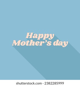 Happy mothers day. Unbleached silk Icon with very long shadow at dark sky blue background. Illustration. Adlı Stok Vektör