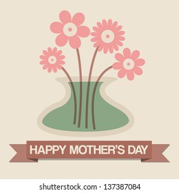 Happy Mother's Day Vase of Flowers Greeting Card