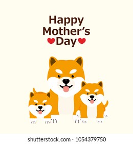 Happy Mother's day vector background design with mom dog and little baby puppies.