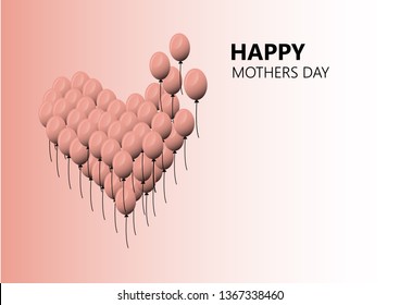 Happy Mothers Day vector background. Greeting card design. Love. Heart concept design. Mom. Heart balloons.