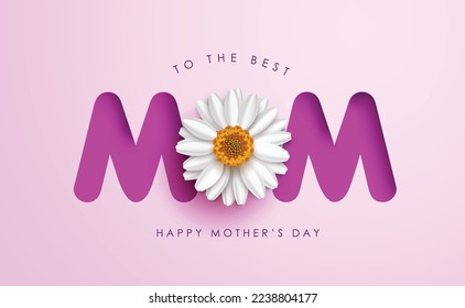 Happy mother's day vector background design. Best mom text with daisy flower elements for mother's day international celebration greeting card. Vector Illustration.
